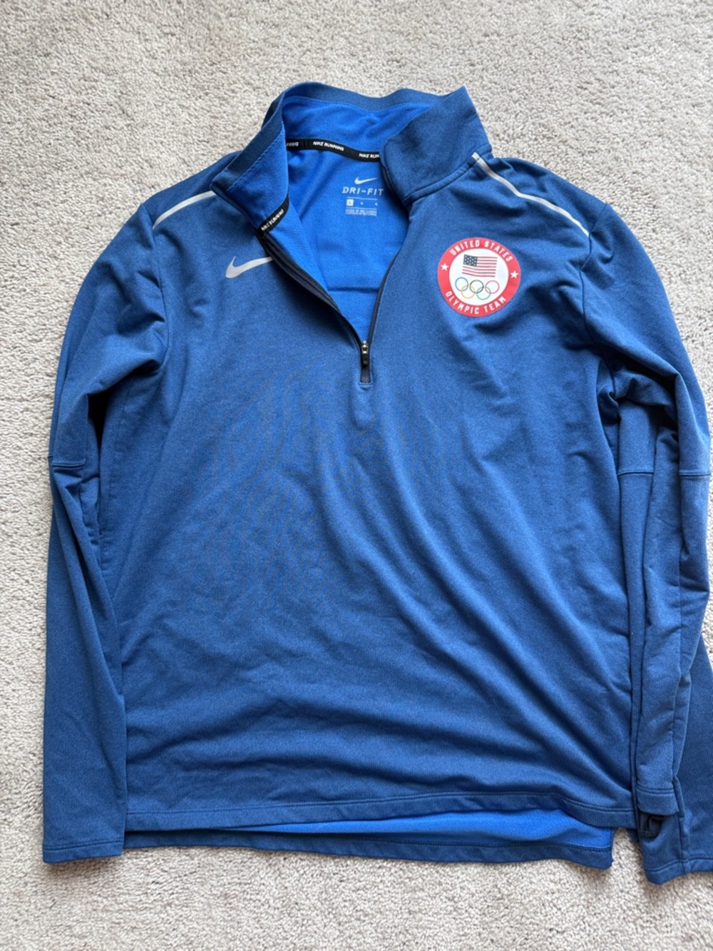 Nike Men’s Blue USA Olympic Team Dri-FIT Quarter-Zip Sweater